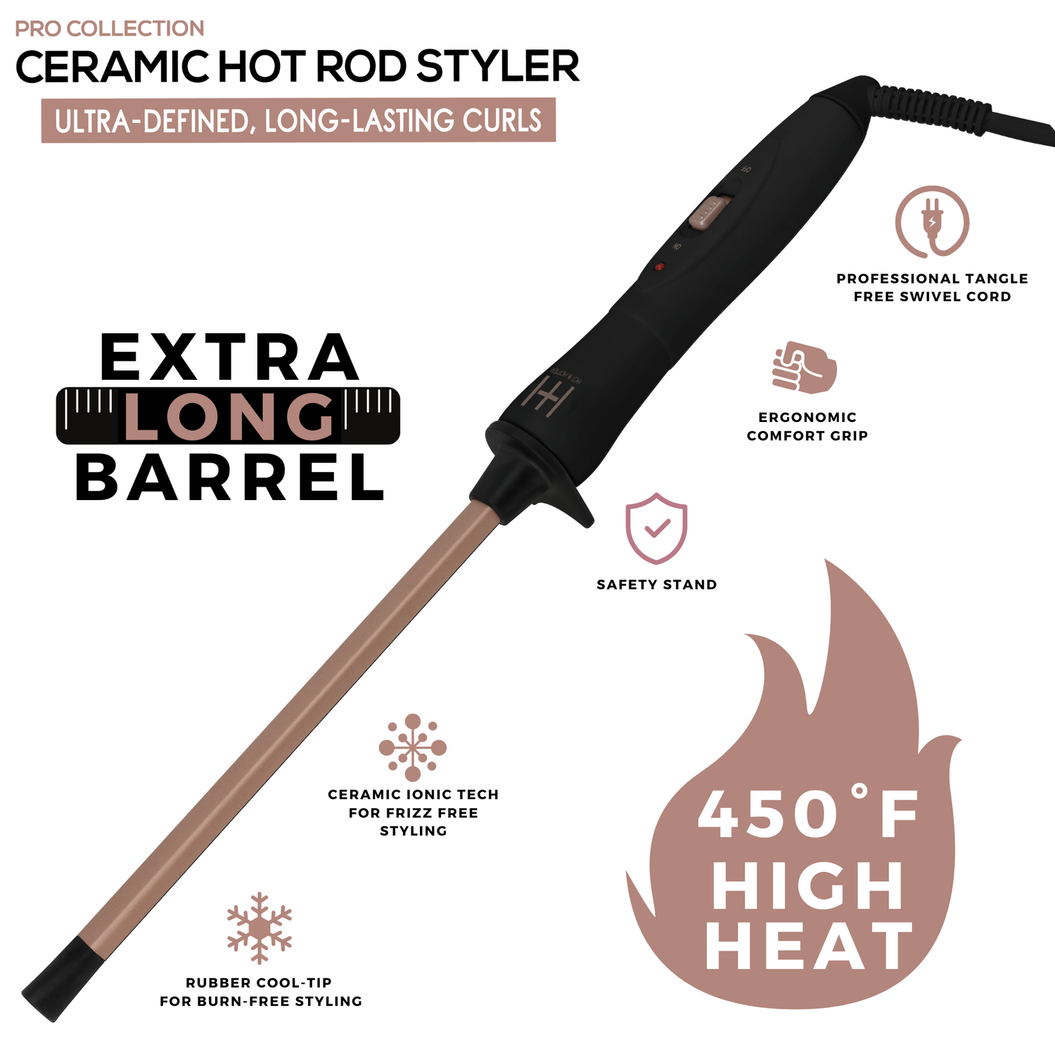 H&H Ceramic Hot Rod Styler Wand 1/4"