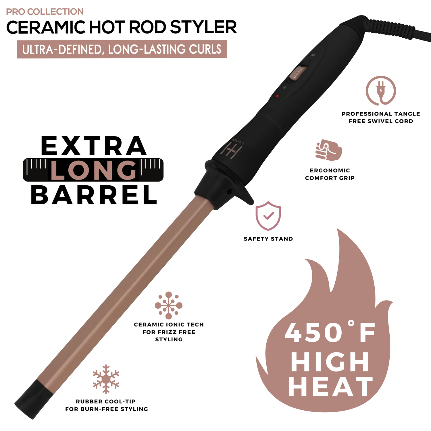 H&H Ceramic Hot Rod Styler Wand 1/2"