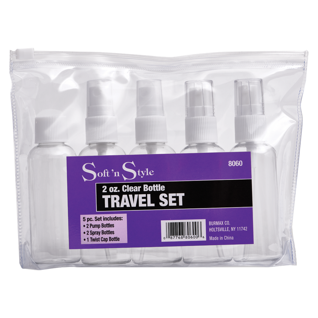 Soft n Style Clear Bottle Travel  Set 2oz 5 PC