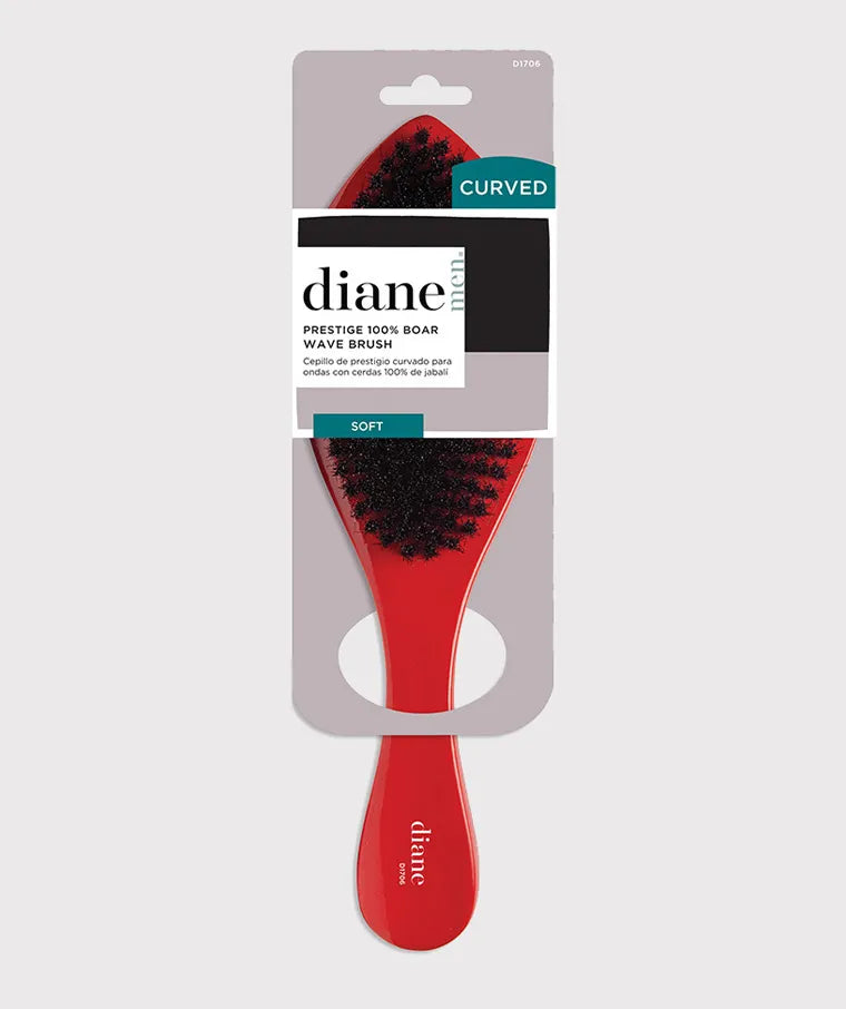 Diane Curved Wave Brush 100% Boar Soft Red
