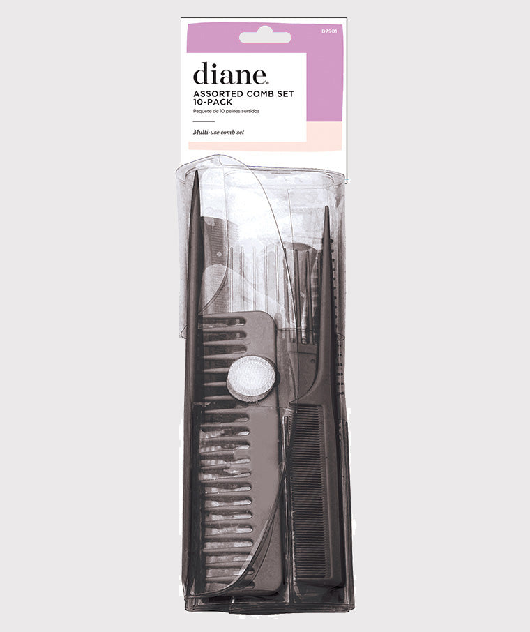 Diane Assorted Comb Set 10 Pack - Black