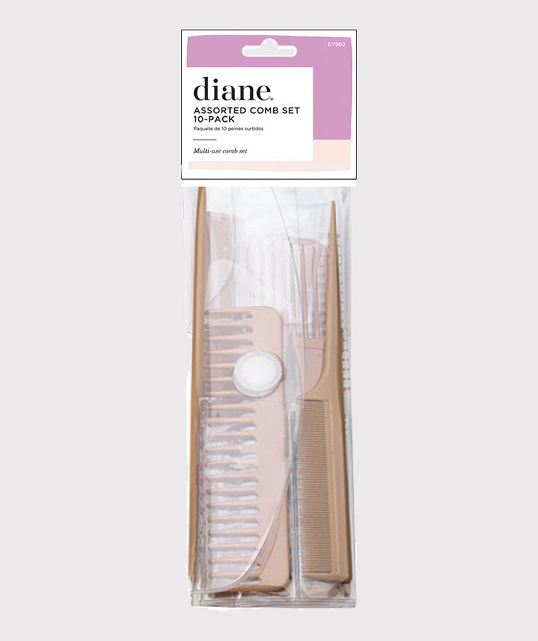 Diane Assorted Comb Set 10 Pack - Bone