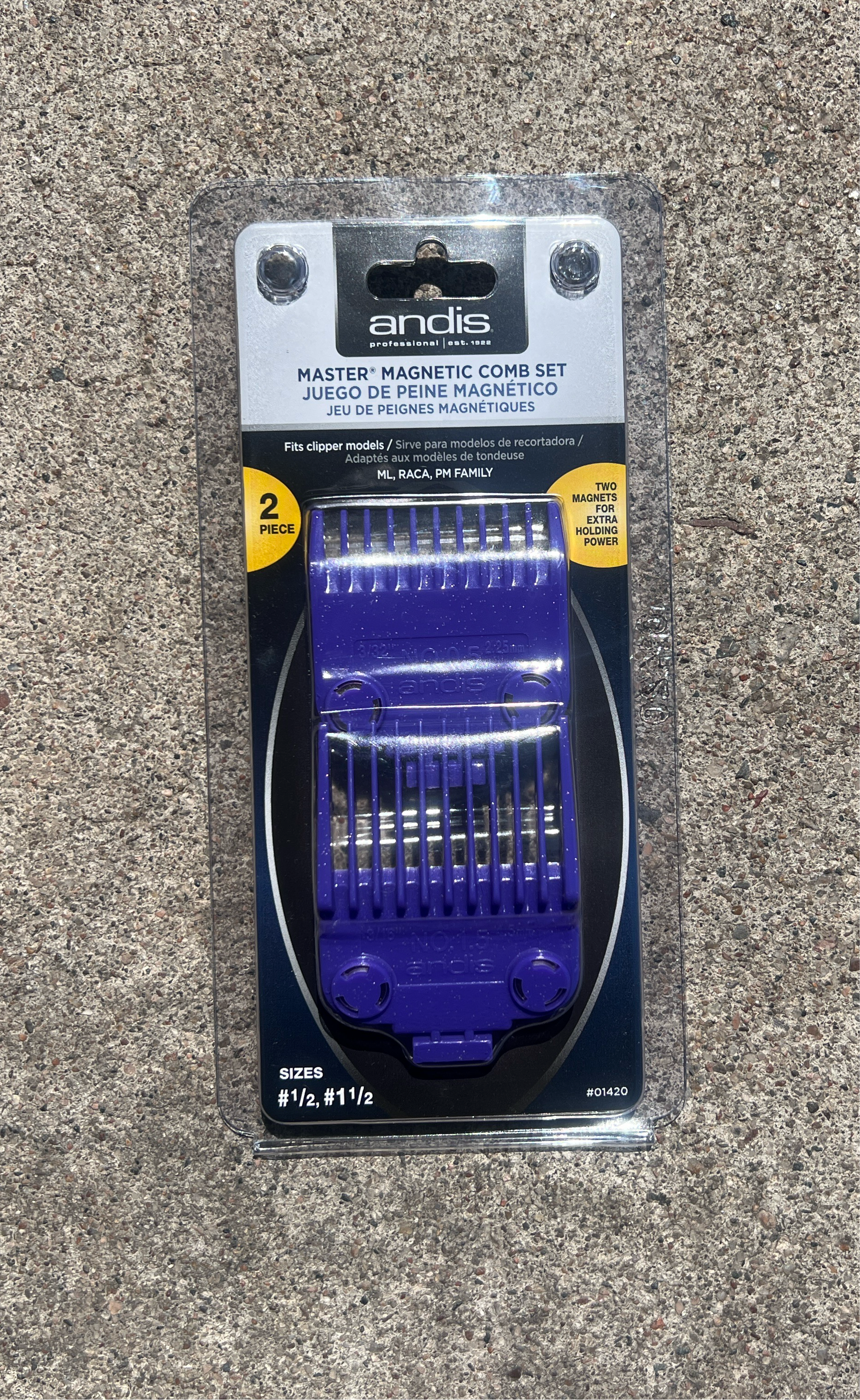 Andis Attachment Comb 01420 Dual Magnetic 2PK #.5  #1.5