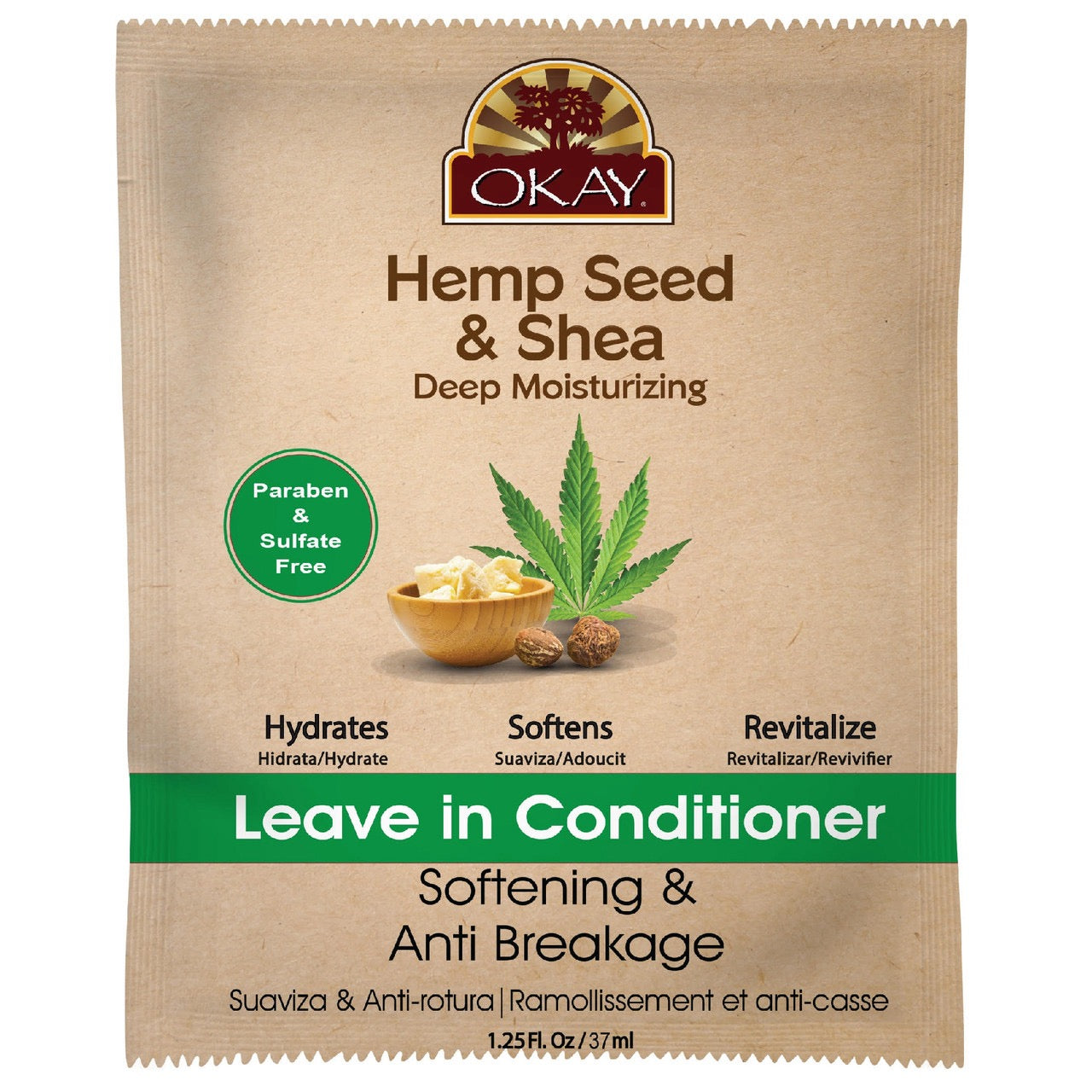 Okay Leave In Conditioner Pack Hemp Seed 1.25 oz