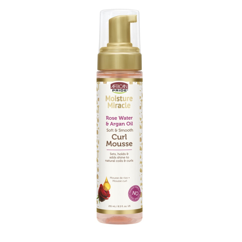 African Pride Moisture Miracle Rose Water & Argan Oil Curl Mousse 8.5 fl oz