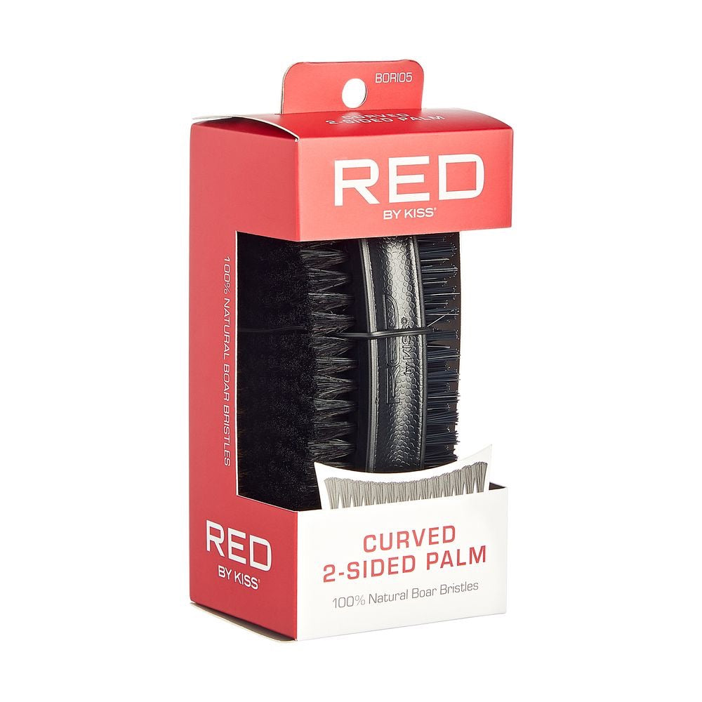 RED Injection Boar Palm Brush 2 Sided Curved