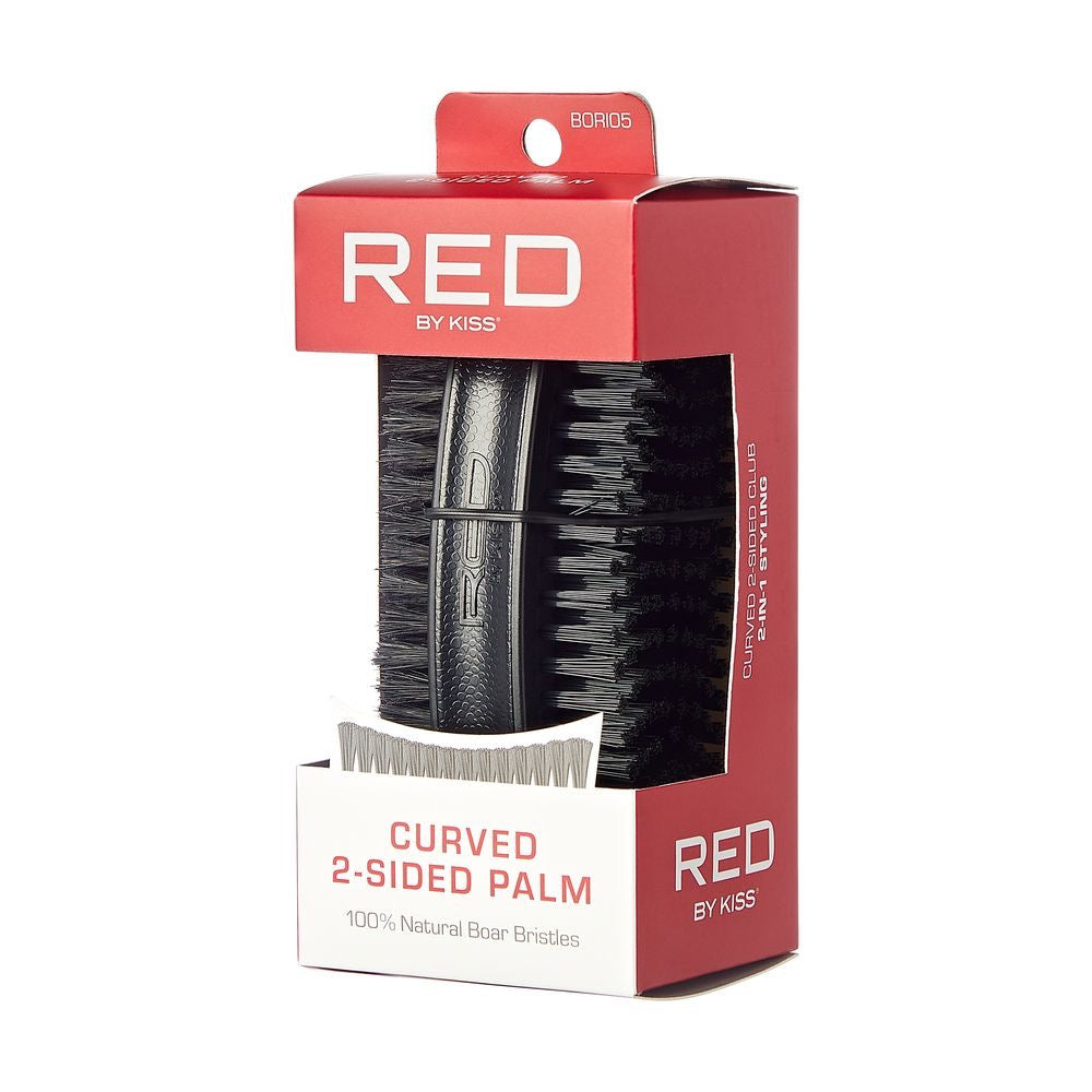 RED Injection Boar Palm Brush 2 Sided Curved
