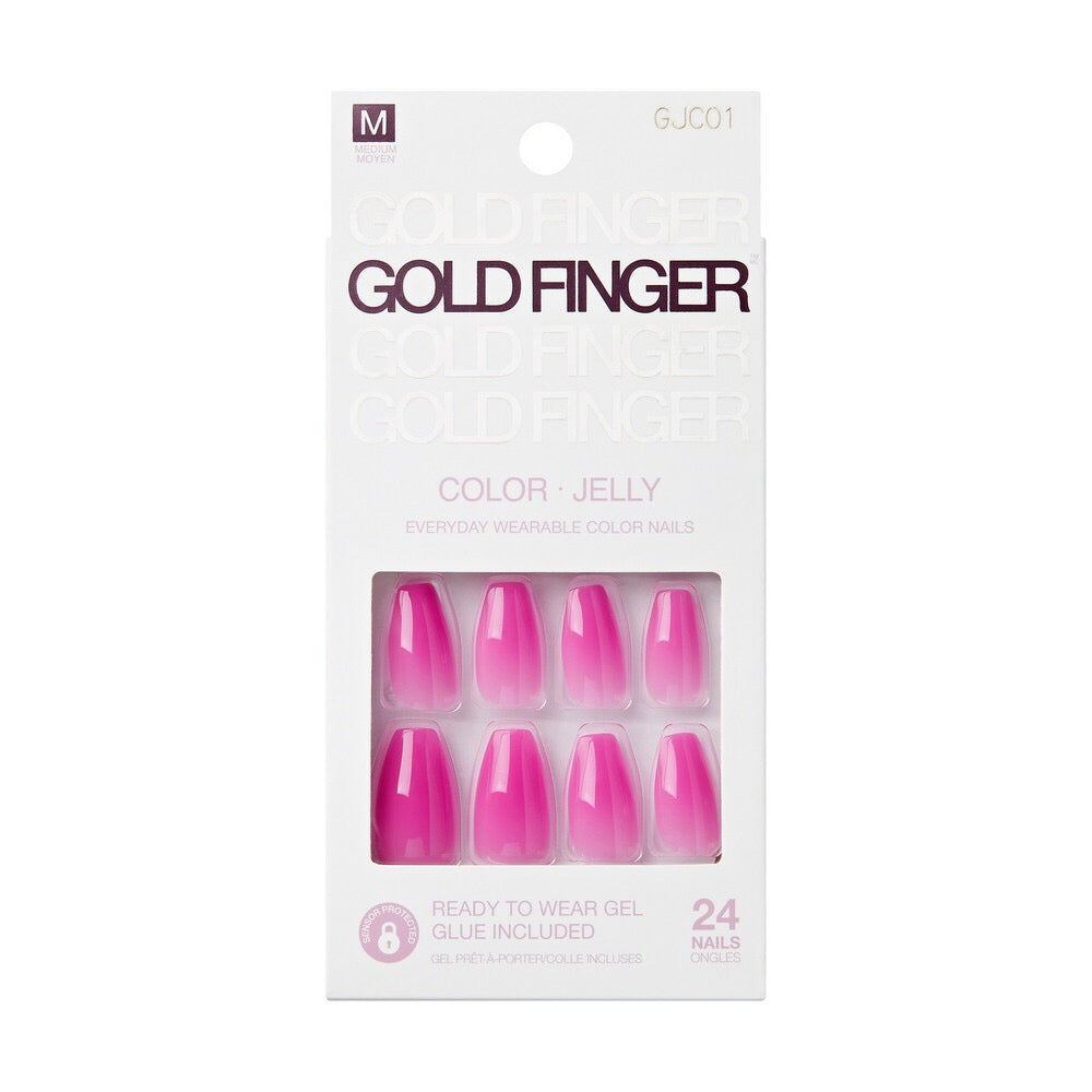 Gold Finger Jelly Color Nails Snowy