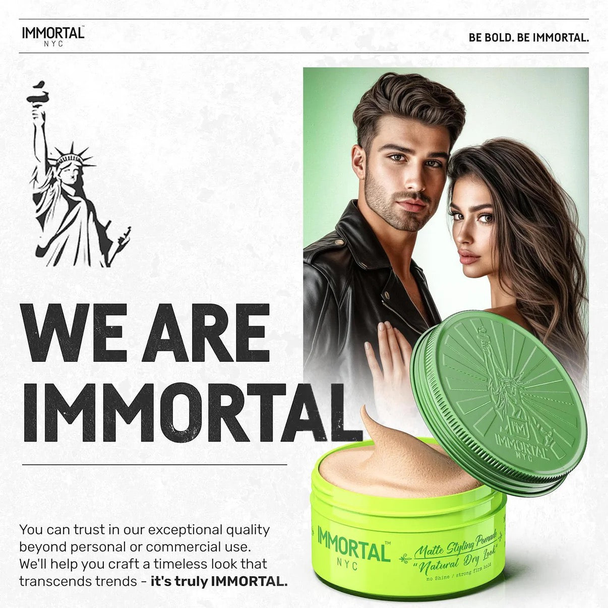 Immortal Matte Styling Pomade "Natural Dry Look" 5.07 oz