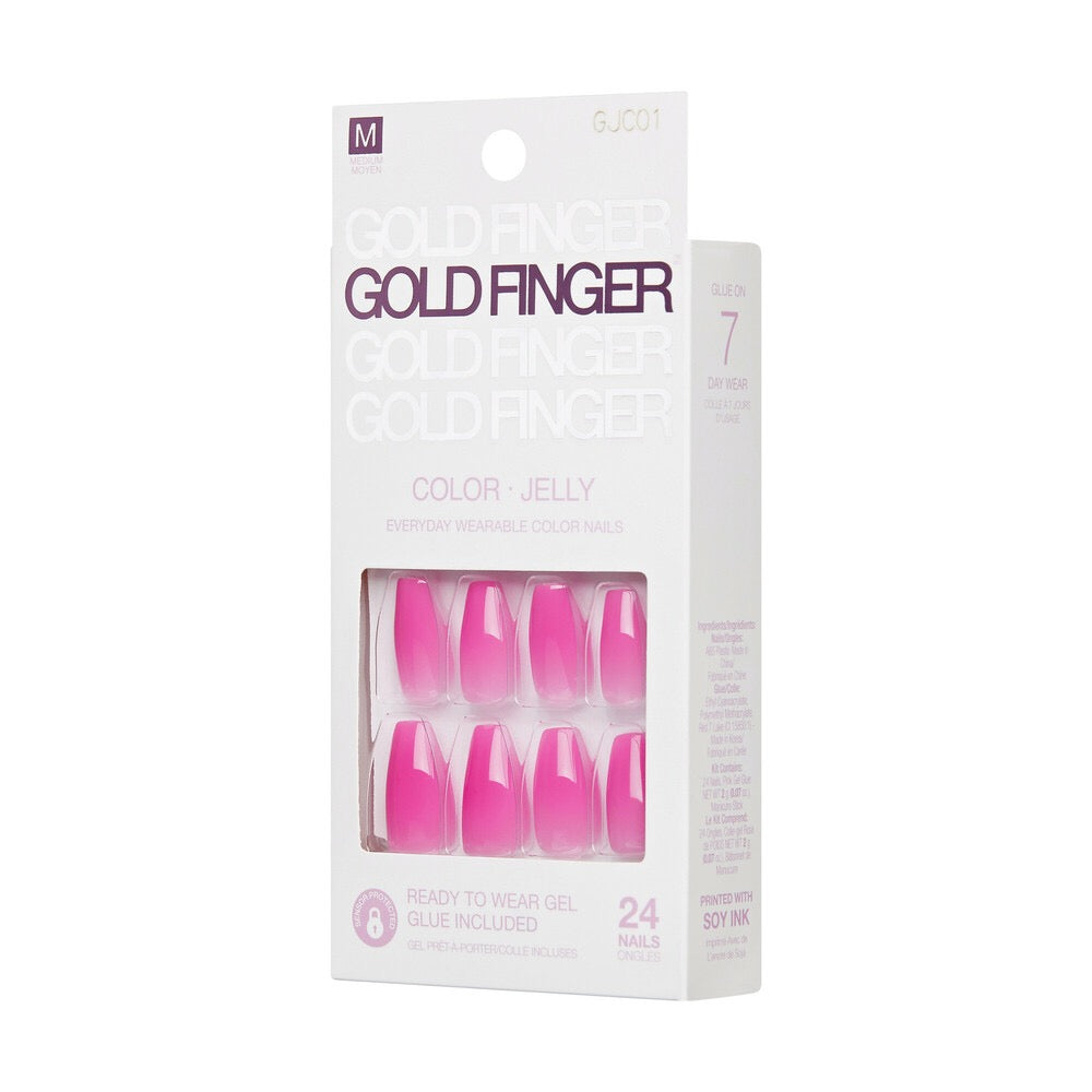 Gold Finger Jelly Color Nails Snowy