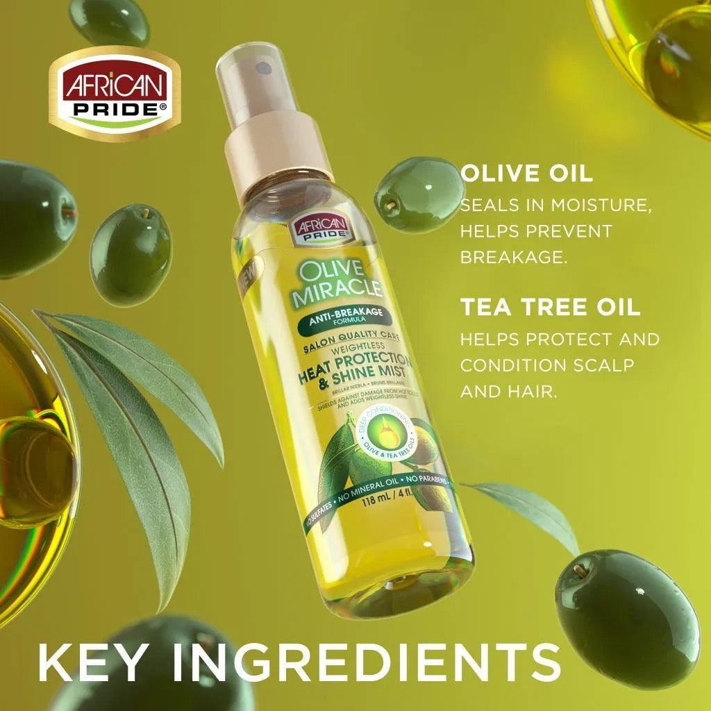African Pride Olive Heat Protectant & Shine Mist 4oz
