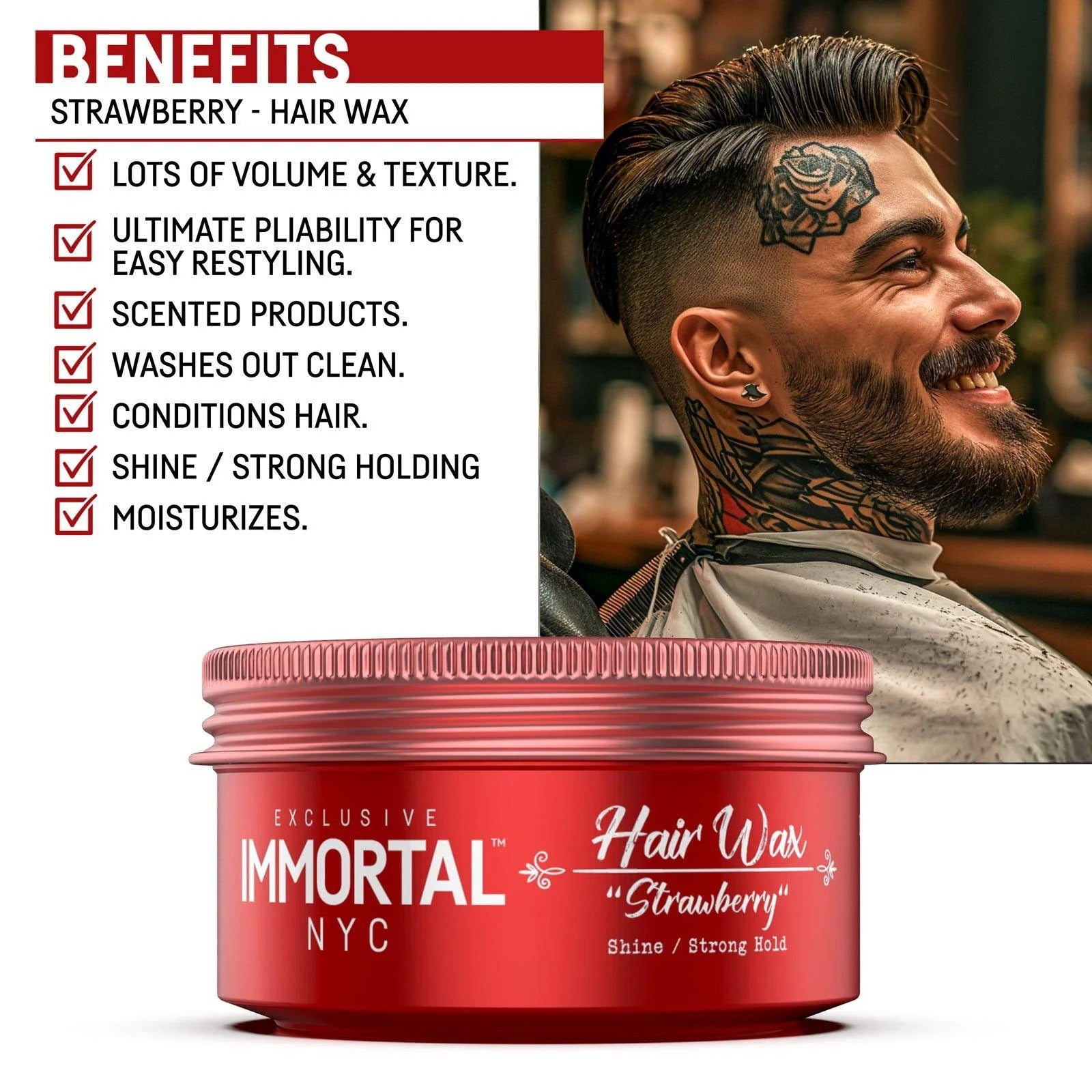 Immortal Hair Wax ''Strawberry'' 5.07 oz
