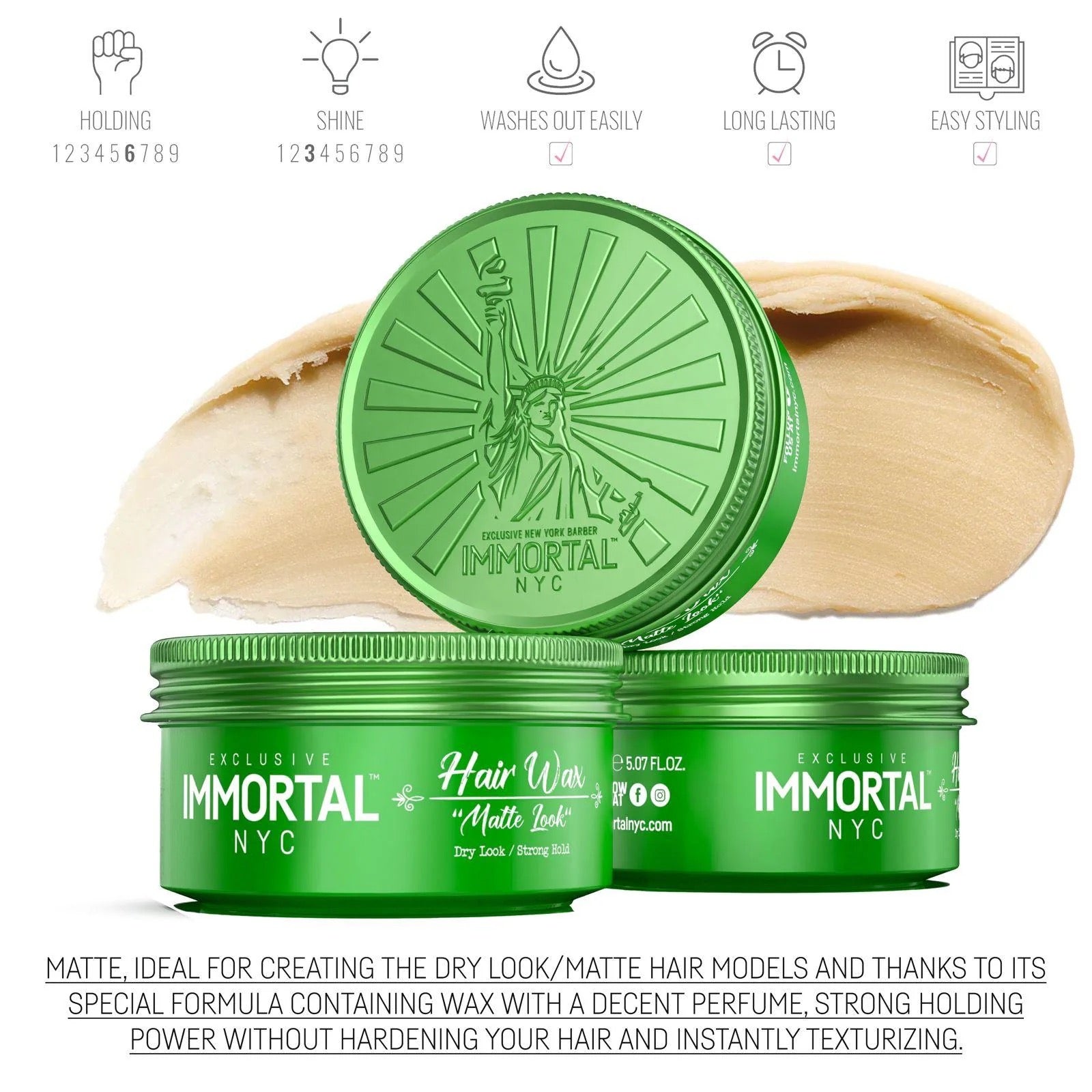 Immortal Hair Wax "Matte Look" 5.07 oz