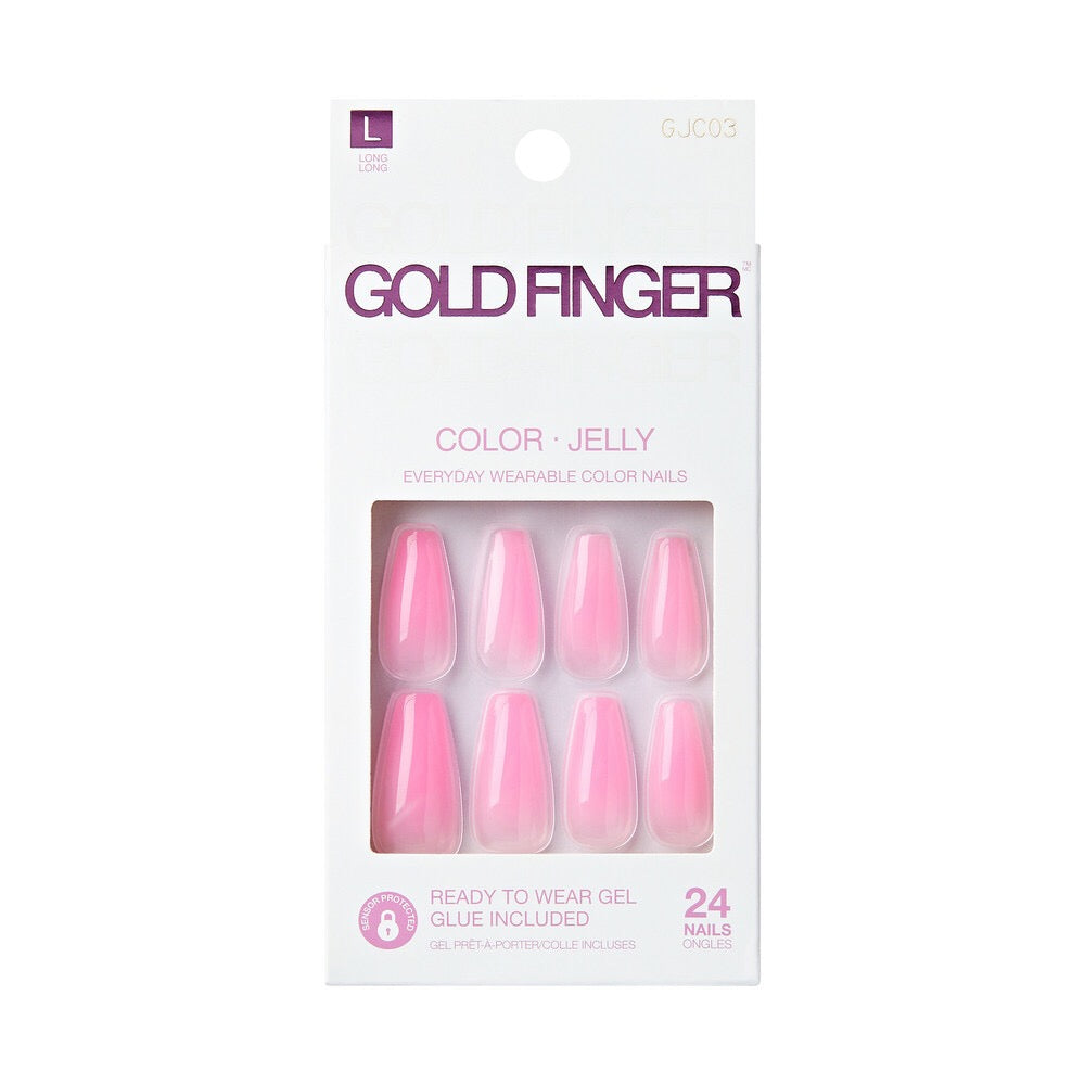 Gold Finger Jelly Color Nails Bubble Gum