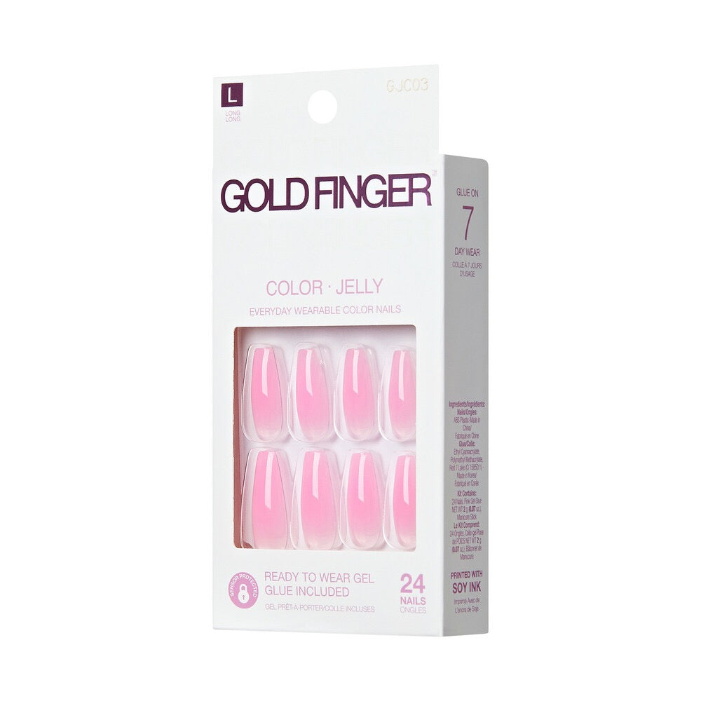 Gold Finger Jelly Color Nails Bubble Gum