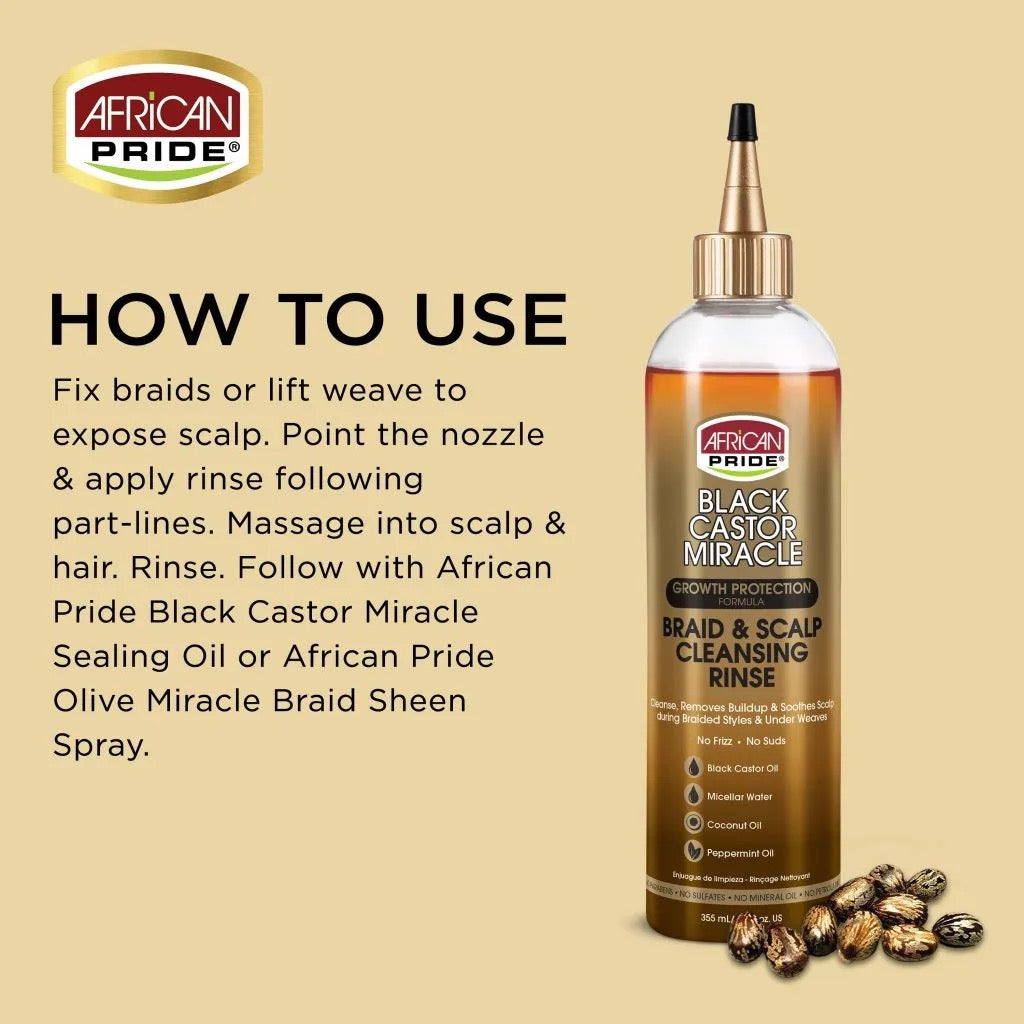 African Pride Black Castor Braid and Scalp Cleansing Rinse 12 oz