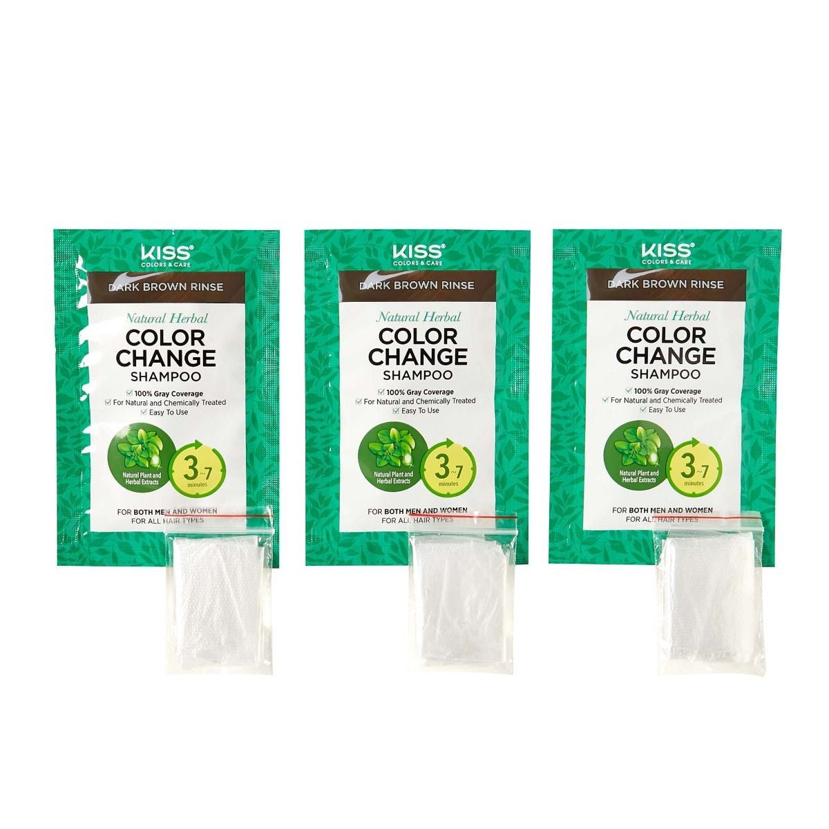 KISS Color Change Shampoo 3 Pouches Dark Brown