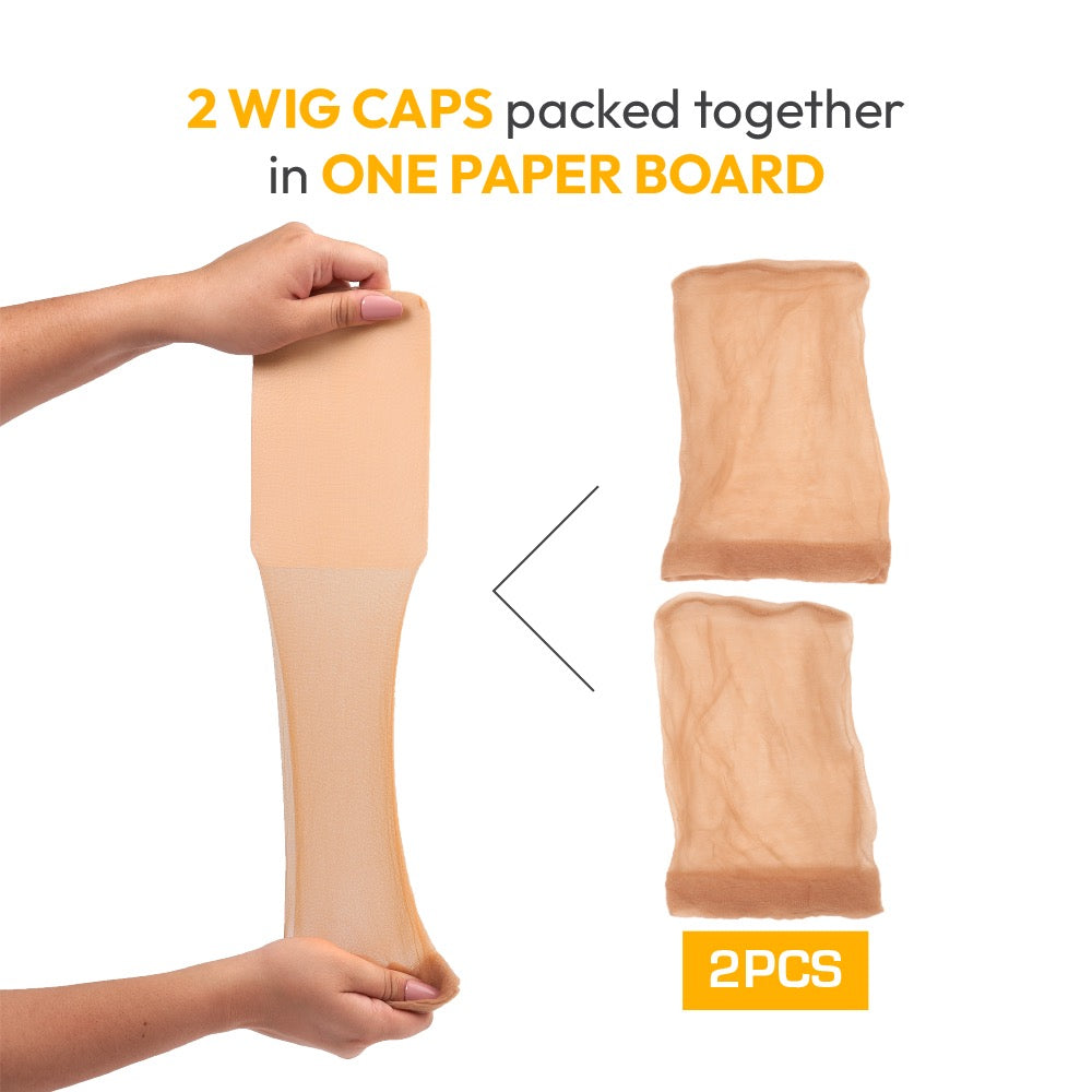 RED HD Stocking Wig Cap 2 pcs Beige