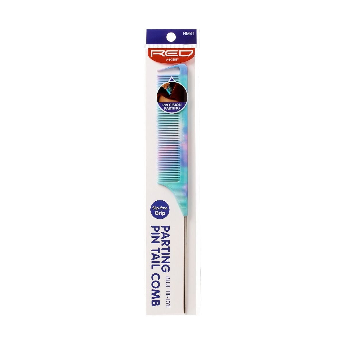 RED Blue Tie Dye Parting Pin Tail Comb