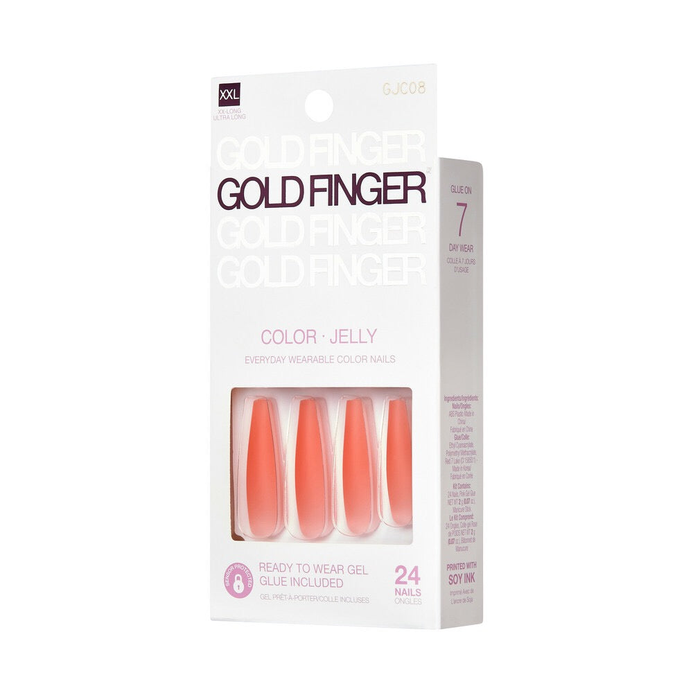 Gold Finger Jelly Color Nails Watermelon