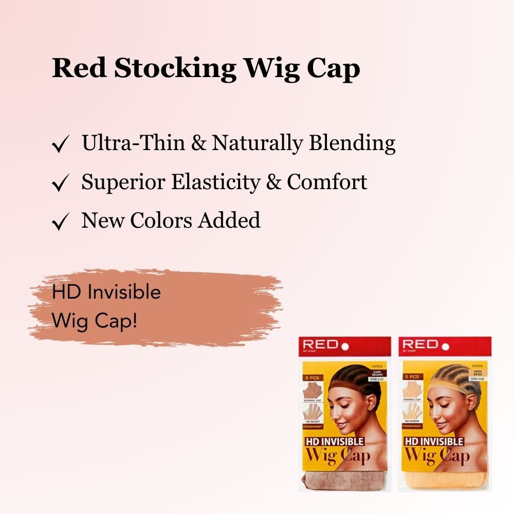 RED HD Stocking Wig Cap 2 pcs Dark Brown