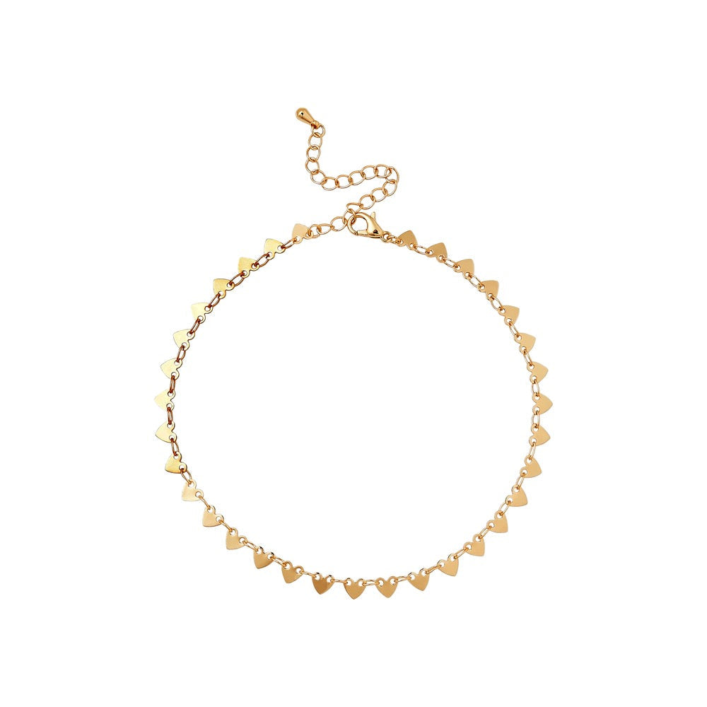 RED Gold Fashion Anklet - Flat Heart