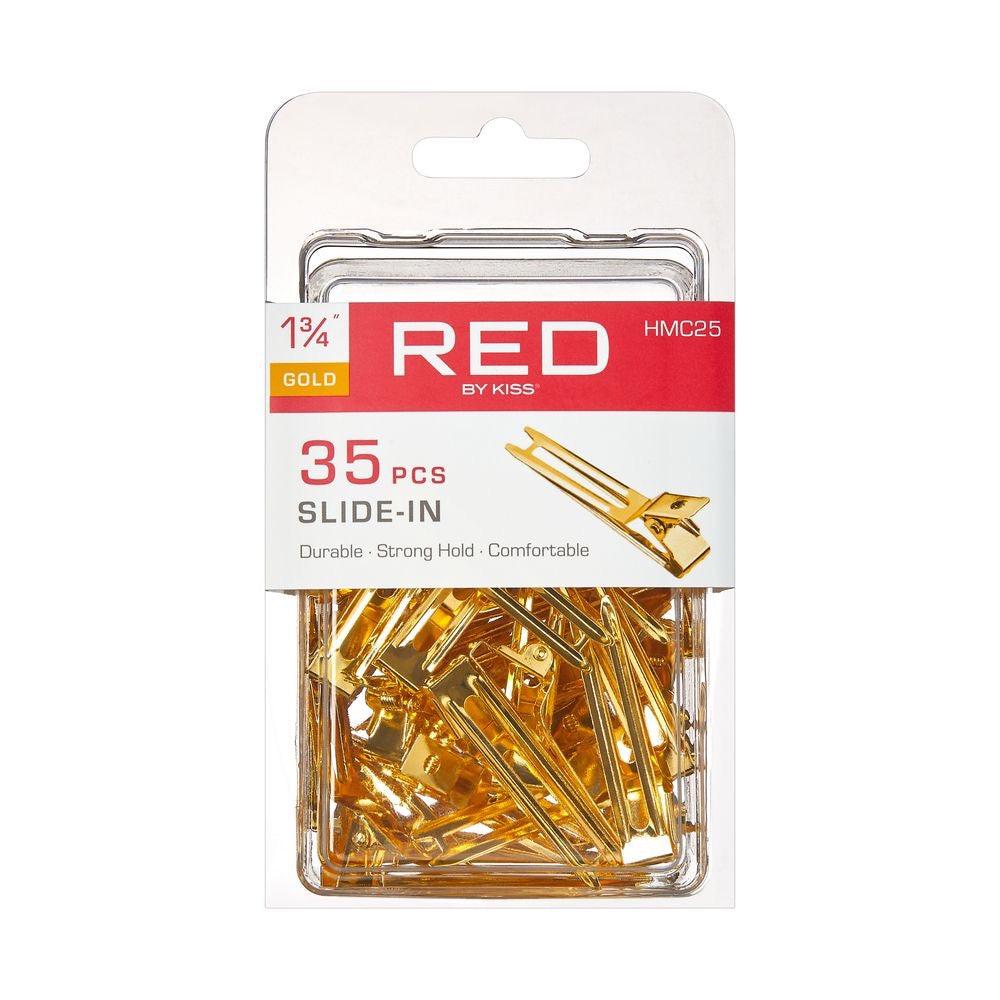 RED Slide In Double Prong Clips 1-3/4" 35 pcs Gold