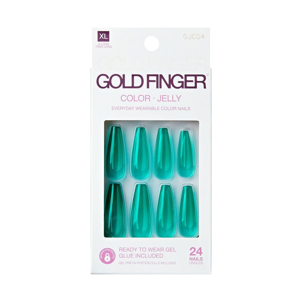 Gold Finger Jelly Color Nails Green Apple