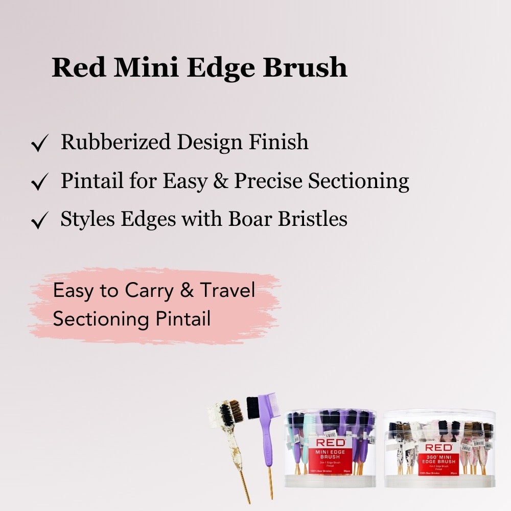 RED 360 Degree Mini Edge Brush Design Assorted