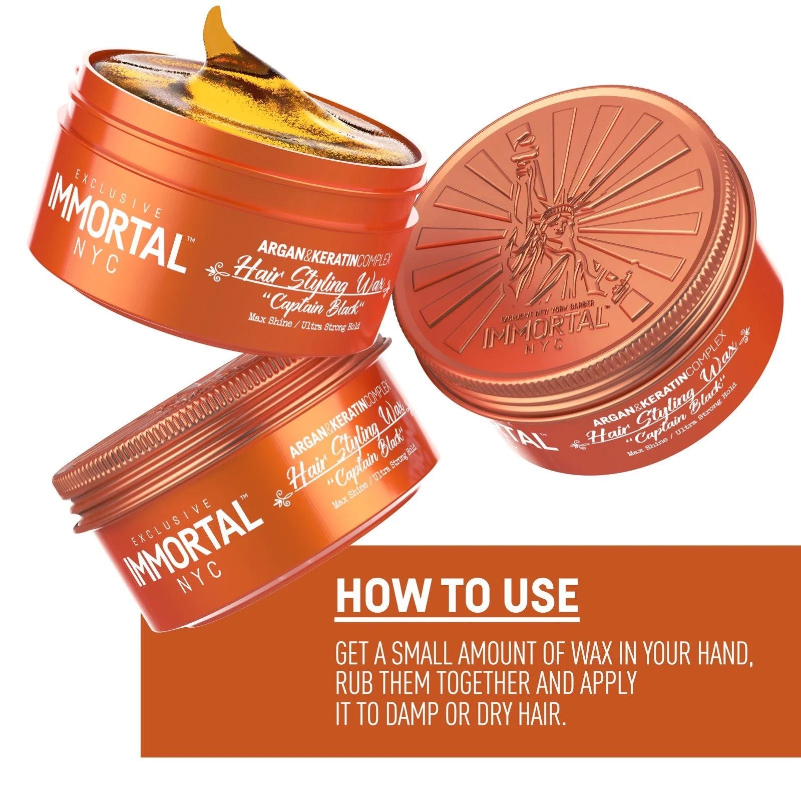 Immortal Hair Styling Wax ''Captain Black'' 5.07 oz