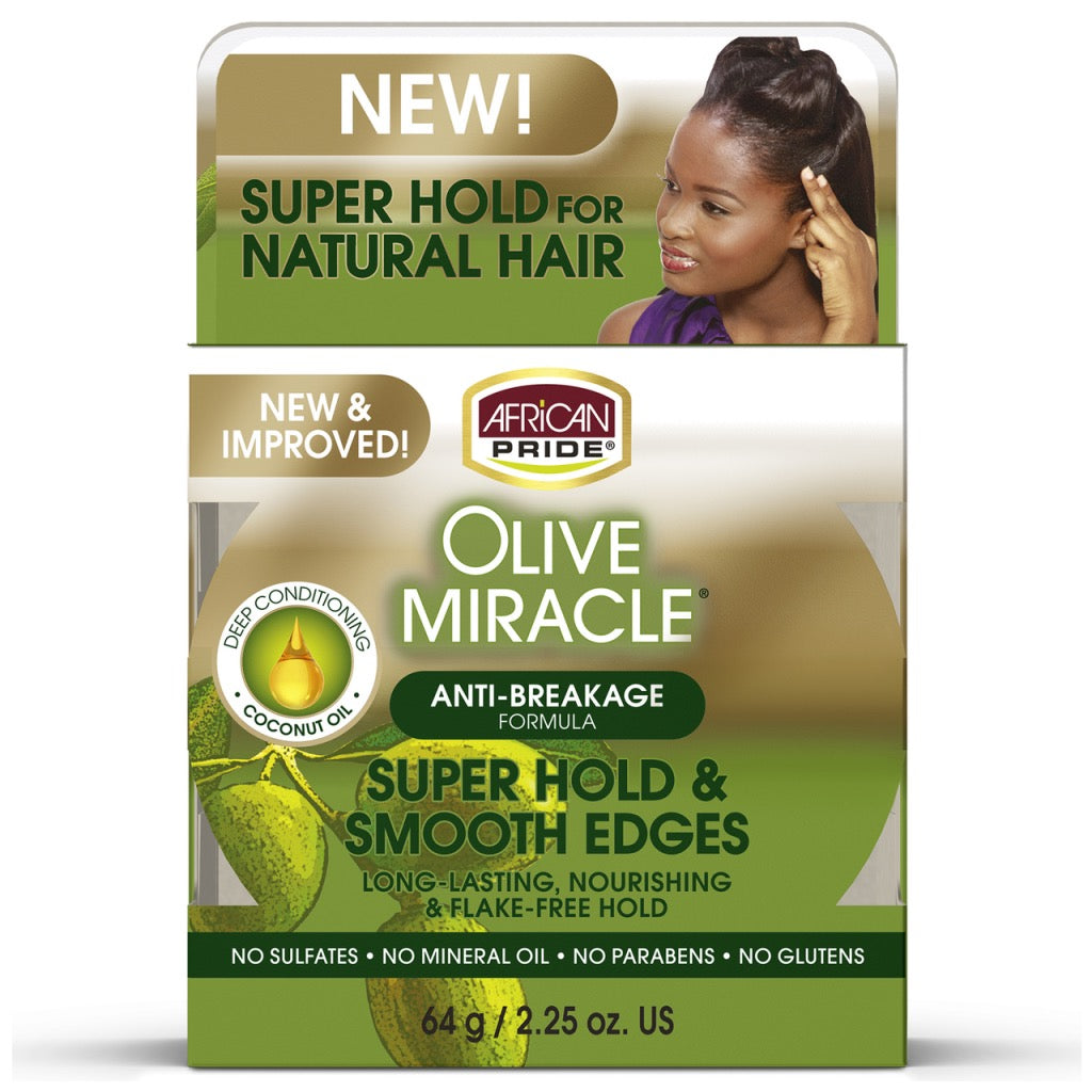 African Pride Olive Miracle Super Hold and Smooth Edges 2.25 oz