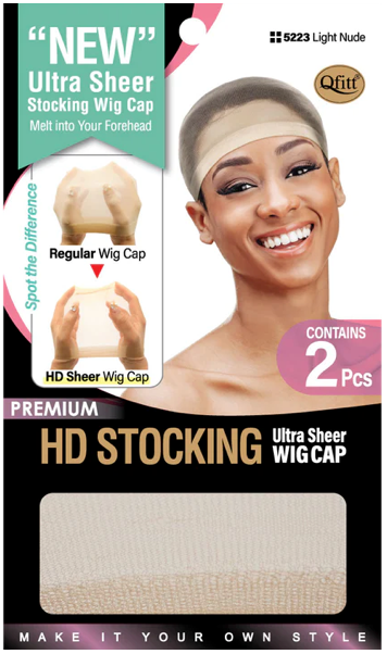 Qfitt HD Stocking Sheer Wig Cap Light Nude 2 pcs