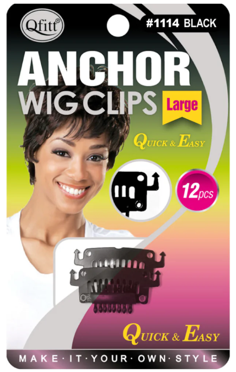 Qfitt Anchor Wig Clips 12 pcs Large Black