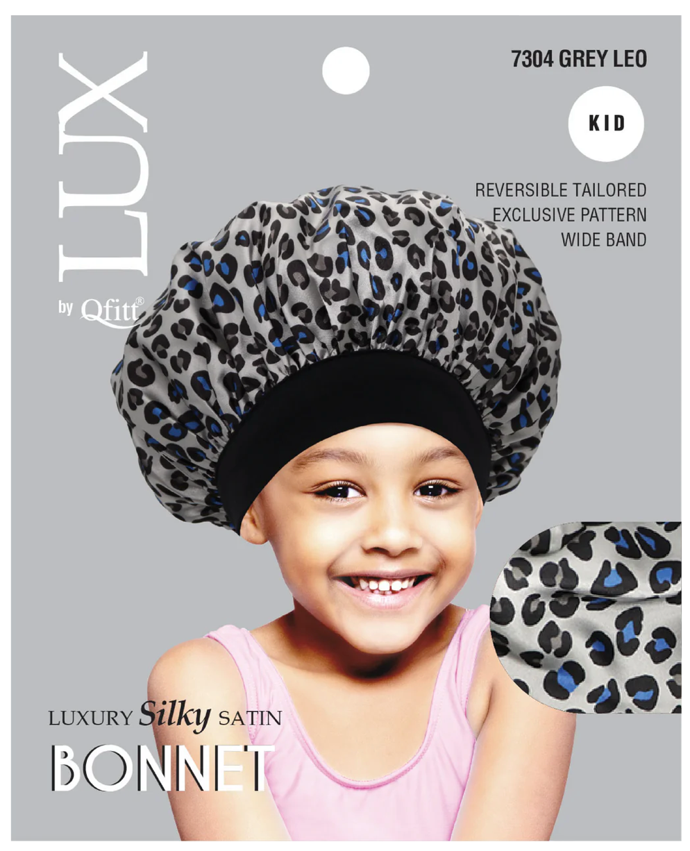 Qfitt Lux Silky Bonnet Kids Leopard Assorted