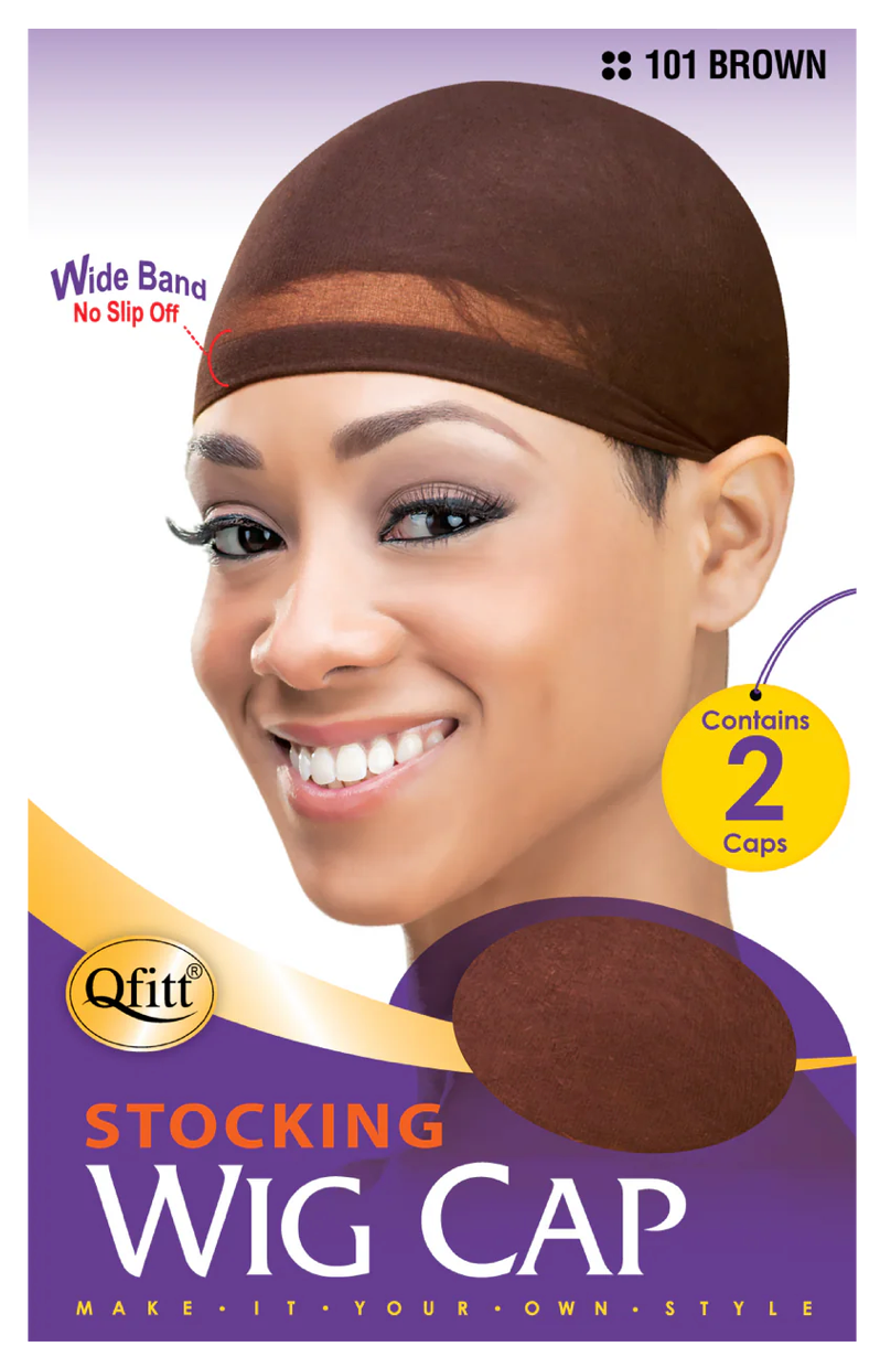 QFitt Stocking Wig Cap Brown 2 PK