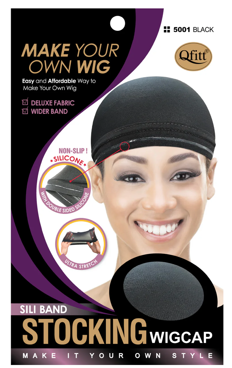 Qfitt Stocking Wig Cap Silicon Black