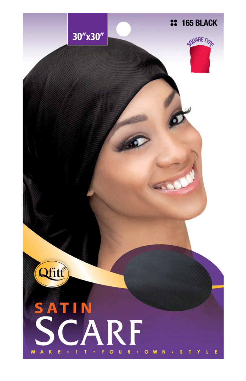 Qfitt Satin Scarf Square 30"x30" - Black