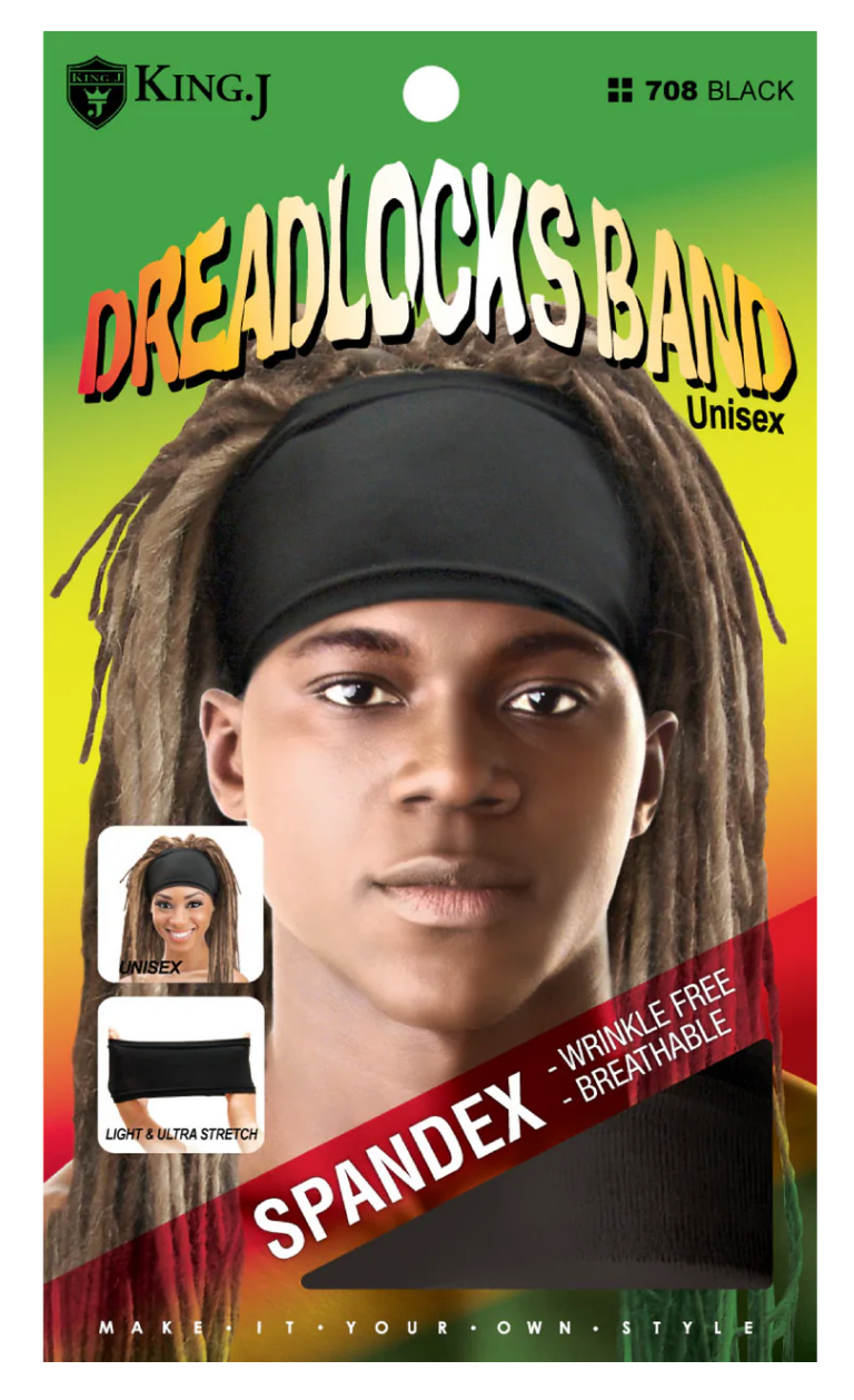 King J Spandex Dreadlocks Band - Black