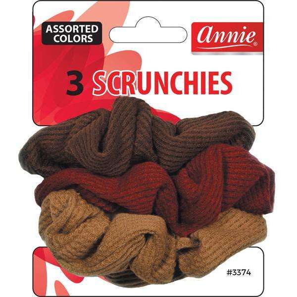 Annie Scrunchies 3ct Brown Assorted