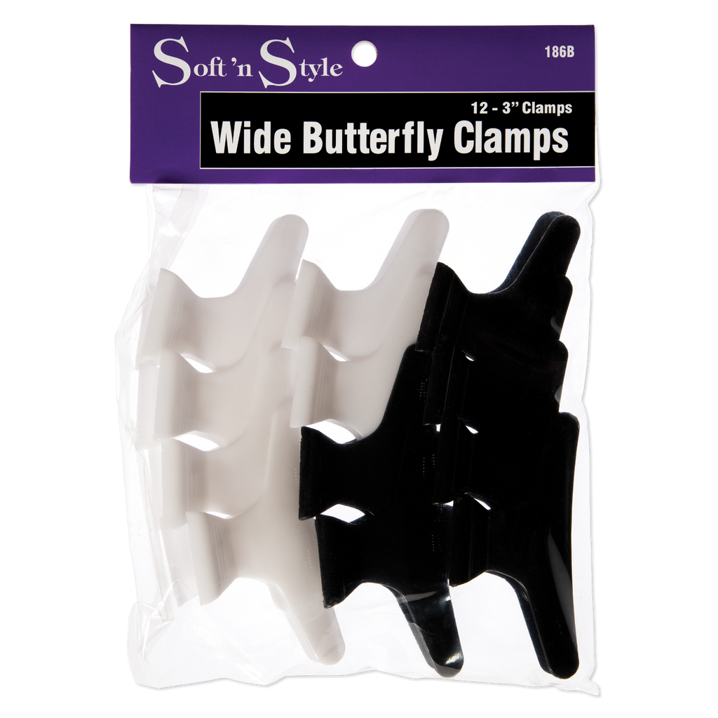 Soft n Style Wide Butterfly Clamps 186B 3" 12PK
