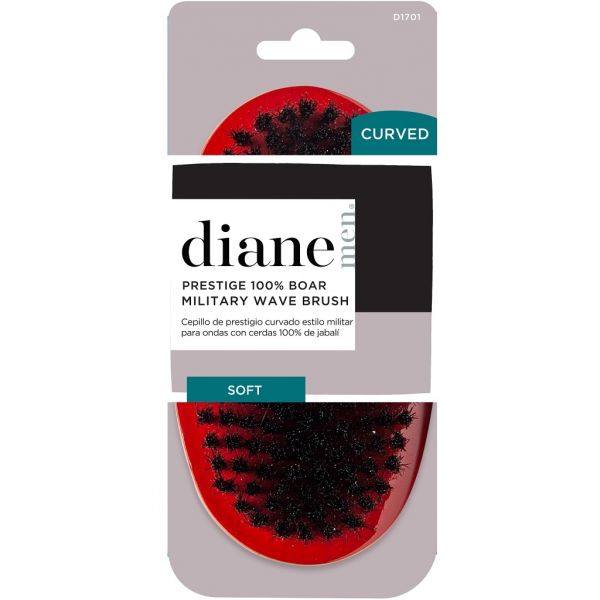 Diane Curved Military Brush 100% Boar Soft Red