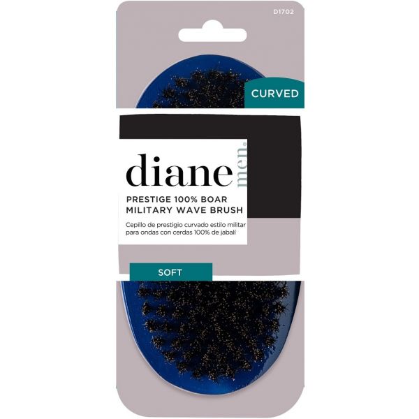 Diane Curved Military Brush 100% Boar Soft - Blue