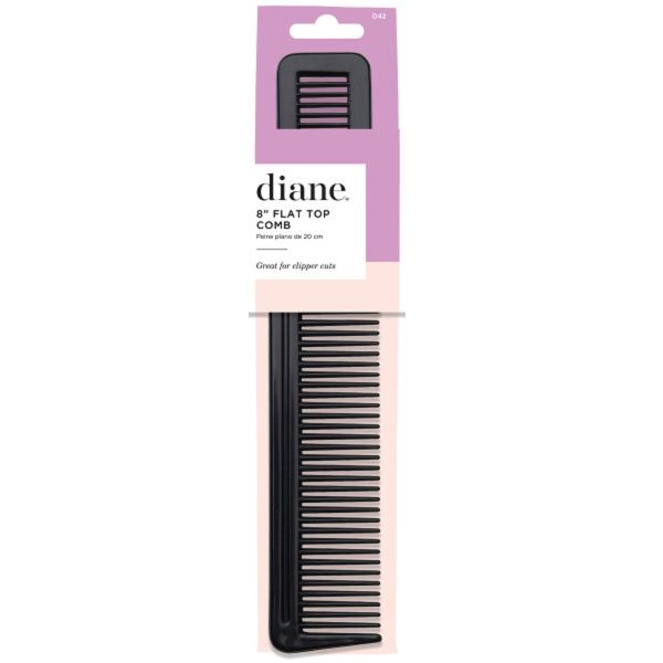 Diane Flat Top Comb 8" - Black D42