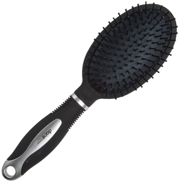 Diane Paddle Brush Oval Black and Silver