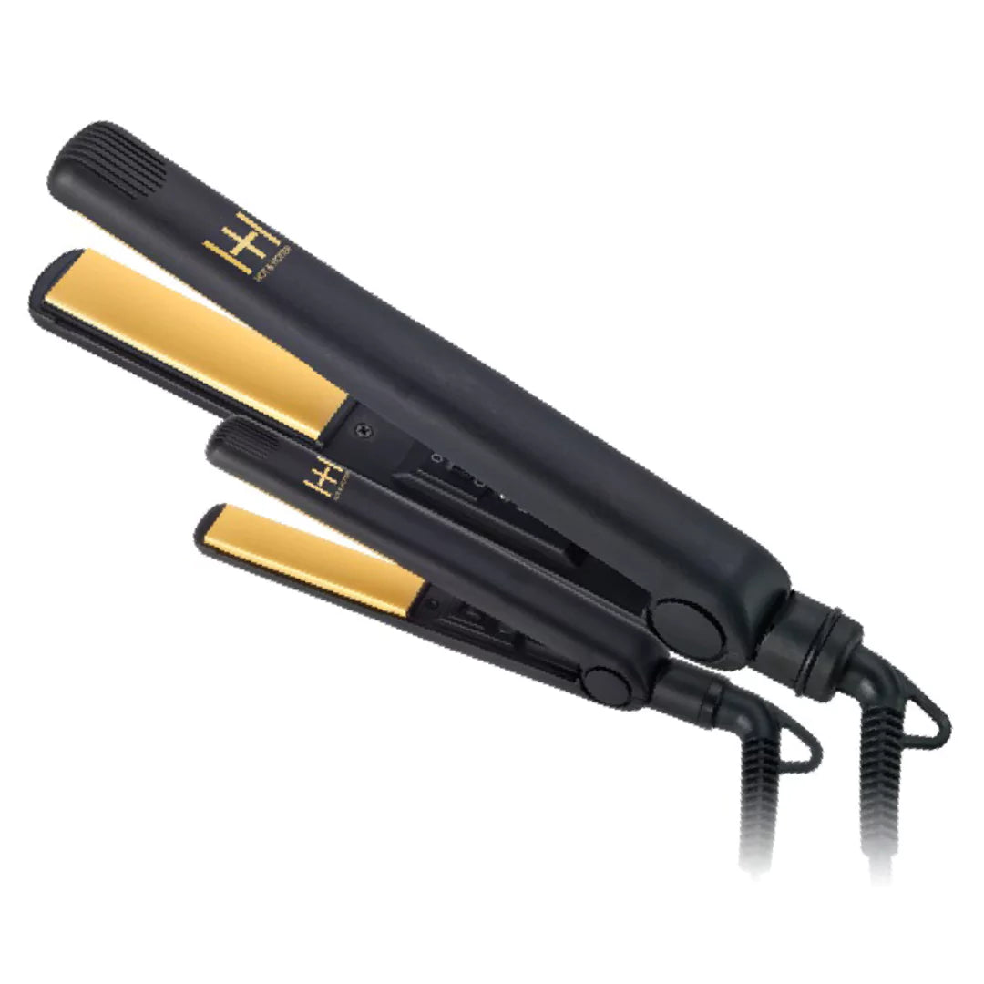 H&H Gold Ceramic Flat Iron 2-in-1 Combo