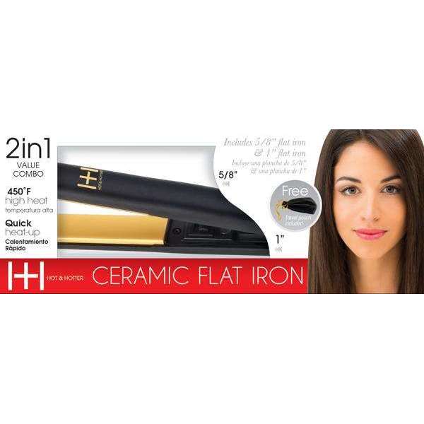 H&H Gold Ceramic Flat Iron 2-in-1 Combo