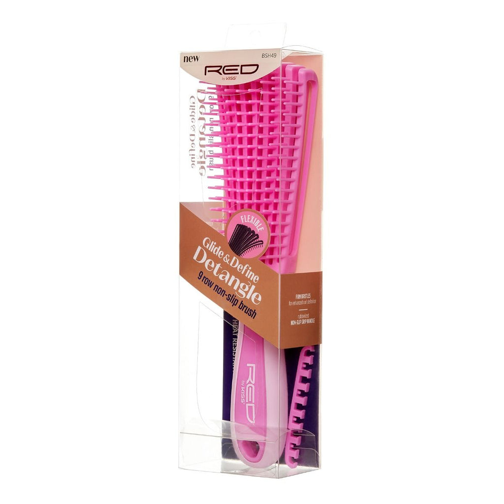 RED EZ Glide Detangling Brush 9 Row Pink