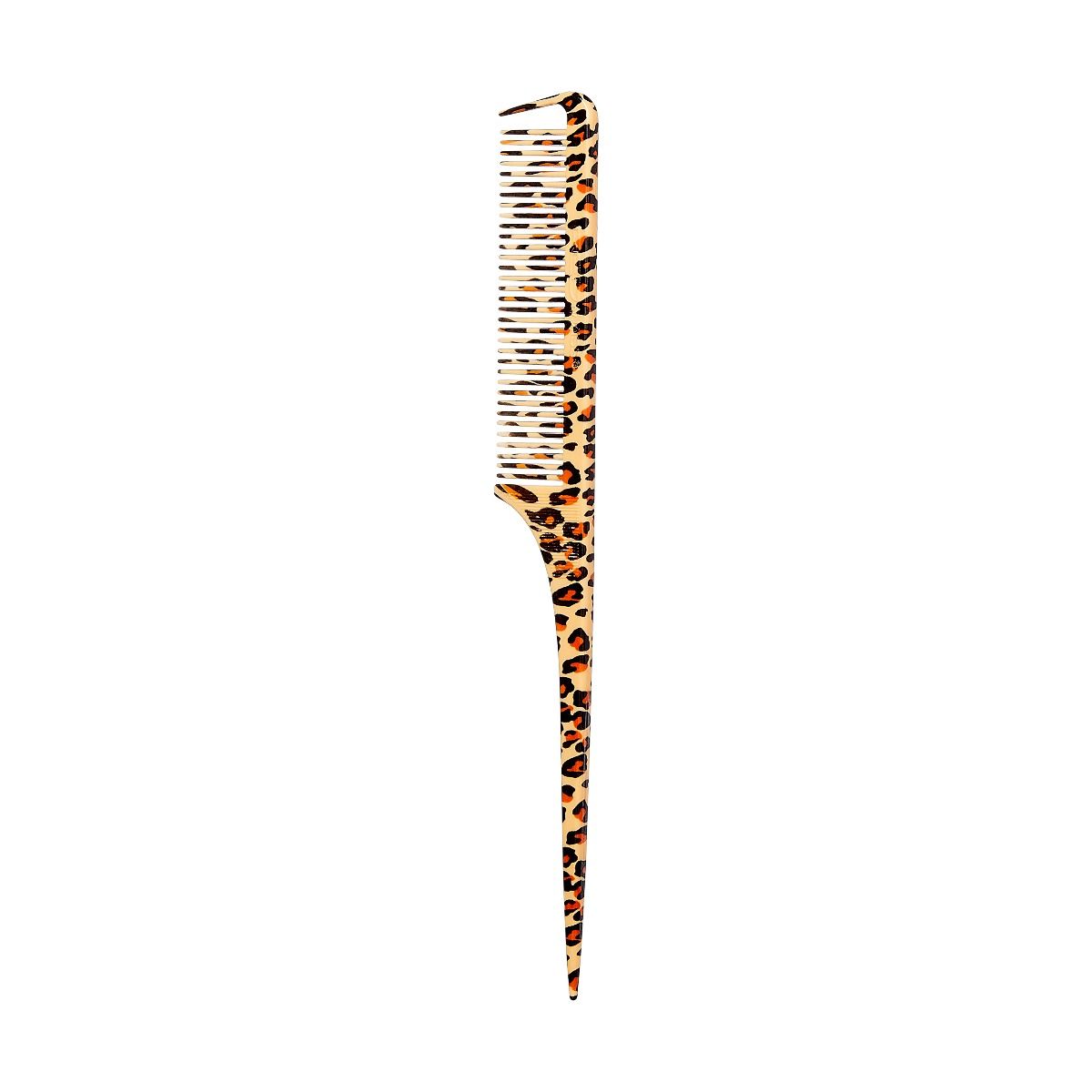 RED Leopard Parting Rat Tail Comb