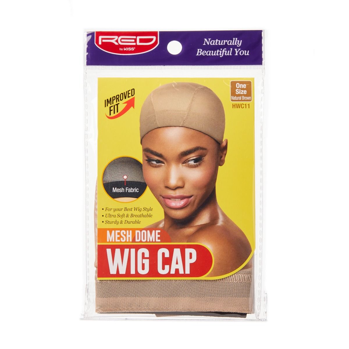 RED Mesh Dome Wig Cap Natural Brown