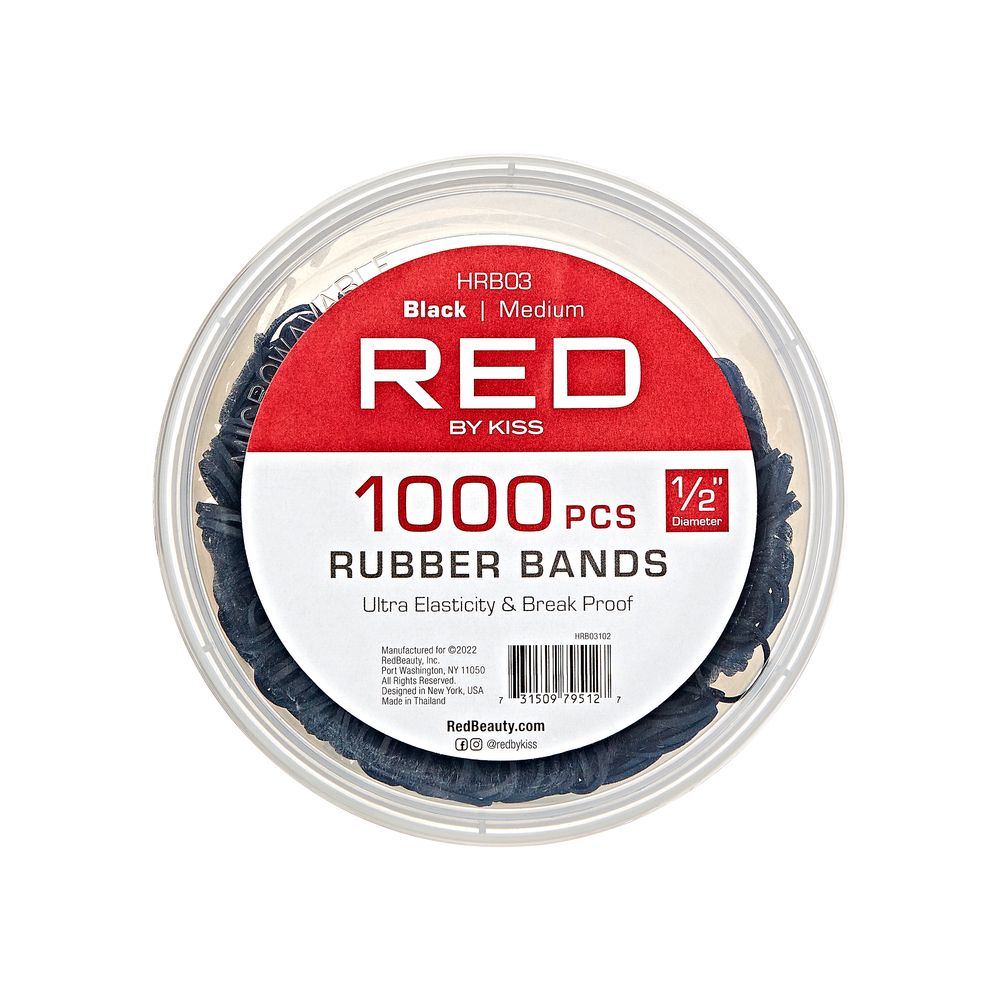 Red Rubber Bands Medium 1000 PCS Black (Container)